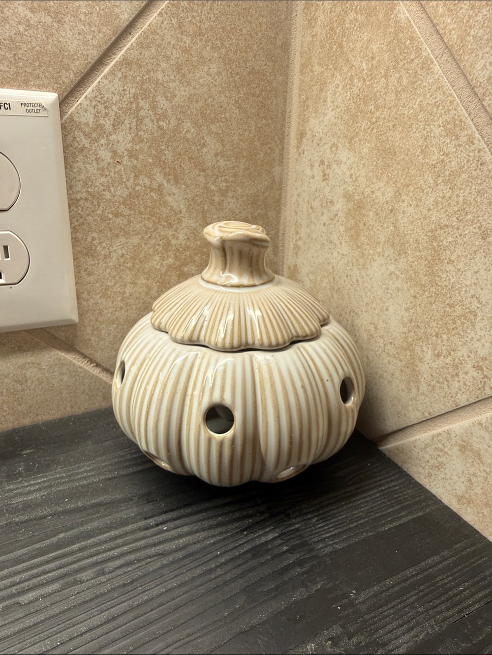 Ceramic Garlic Keeper with Lid and Holes Garlic Saver